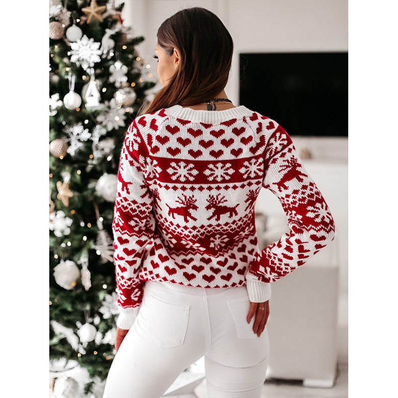 Wholesale Autumn/winter Knitted Christmas Elk Long-sleeved Knitted Sweater